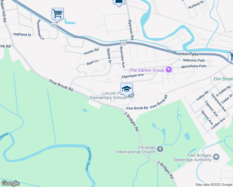 map of restaurants, bars, coffee shops, grocery stores, and more near 132 Stonyridge Drive in Lincoln Park