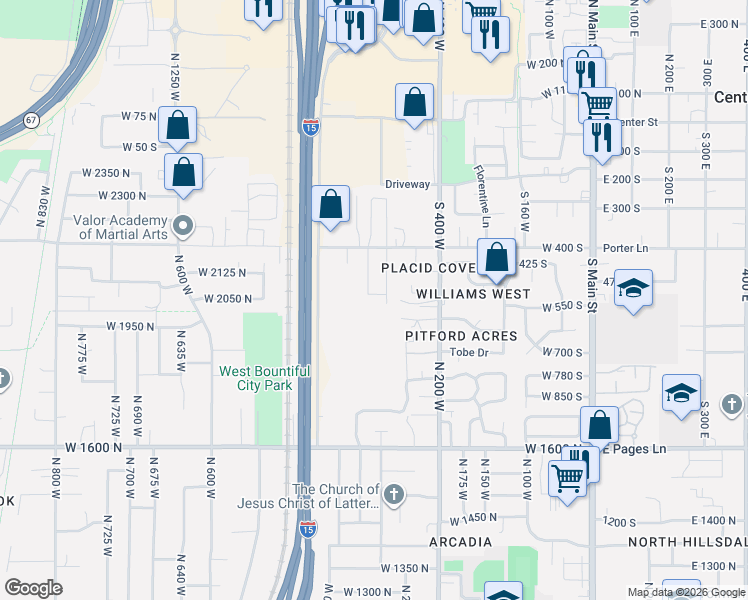 map of restaurants, bars, coffee shops, grocery stores, and more near 635 West 550 South in Centerville