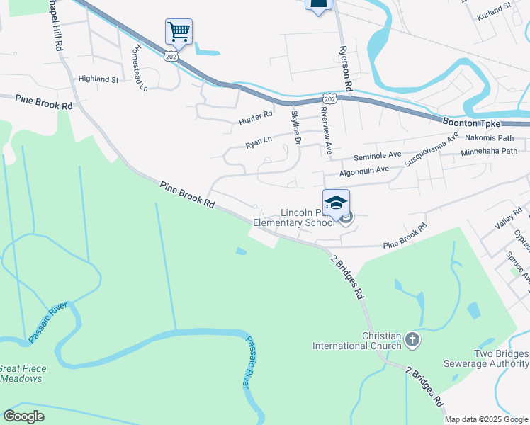 map of restaurants, bars, coffee shops, grocery stores, and more near 41 Stonyridge Drive in Lincoln Park