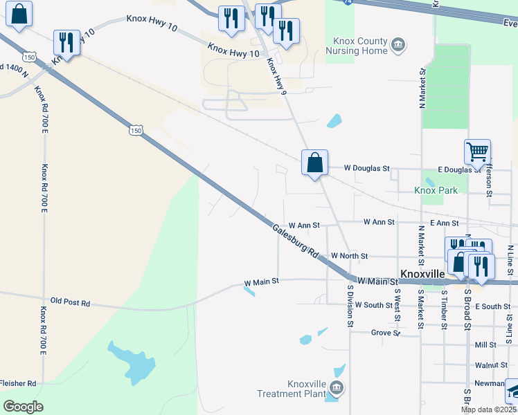 map of restaurants, bars, coffee shops, grocery stores, and more near 313 Galesburg Road in Knoxville