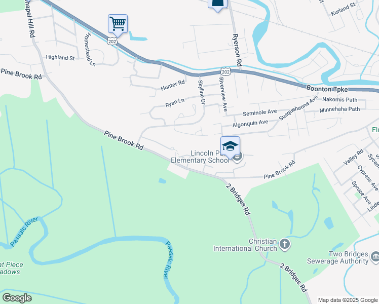 map of restaurants, bars, coffee shops, grocery stores, and more near 41 Stonyridge Drive in Lincoln Park
