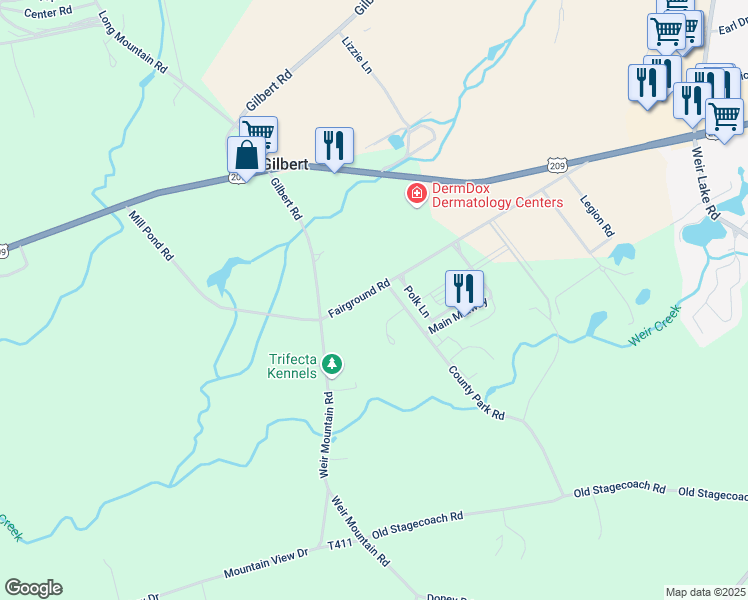 map of restaurants, bars, coffee shops, grocery stores, and more near 6 Country Park Road in Gilbert