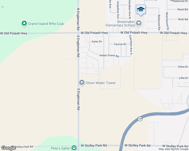 map of restaurants, bars, coffee shops, grocery stores, and more near 846 South Engleman Road in Grand Island