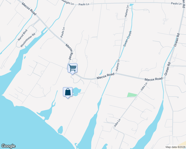 map of restaurants, bars, coffee shops, grocery stores, and more near 19 Horsemill Lane in Water Mill