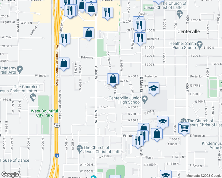 map of restaurants, bars, coffee shops, grocery stores, and more near 517 Windsor Court in Centerville