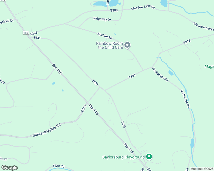 map of restaurants, bars, coffee shops, grocery stores, and more near 107 Young Road in Saylorsburg