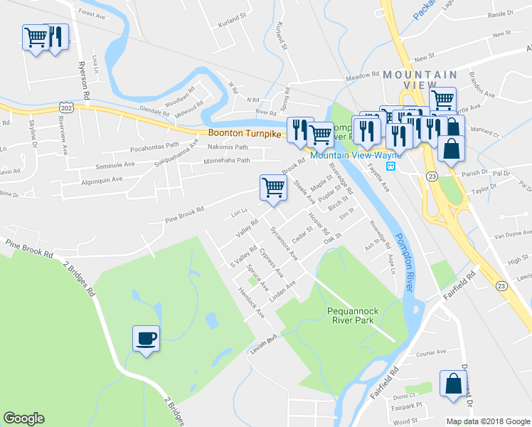 map of restaurants, bars, coffee shops, grocery stores, and more near 51 Valley Road in Lincoln Park