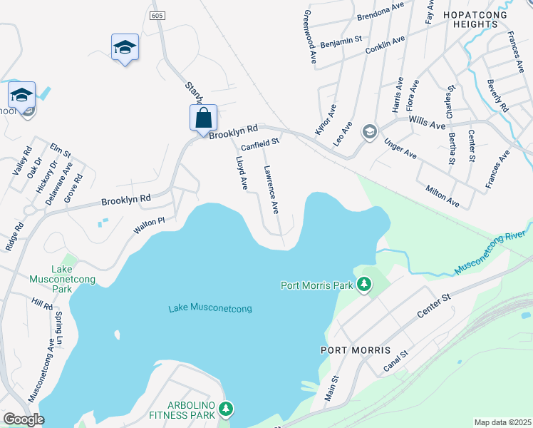 map of restaurants, bars, coffee shops, grocery stores, and more near 30 Lloyd Avenue in Stanhope