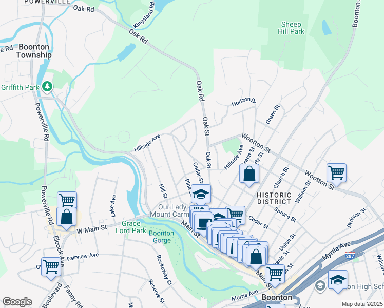 map of restaurants, bars, coffee shops, grocery stores, and more near 7 Cooper Drive in Boonton