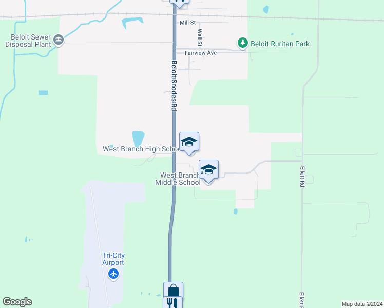map of restaurants, bars, coffee shops, grocery stores, and more near 14277 South Main Street in Beloit