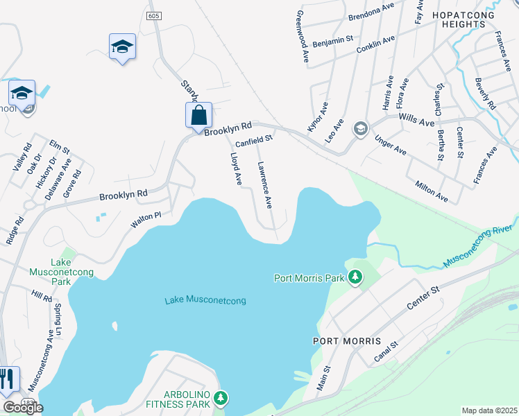 map of restaurants, bars, coffee shops, grocery stores, and more near 30 Lloyd Avenue in Stanhope