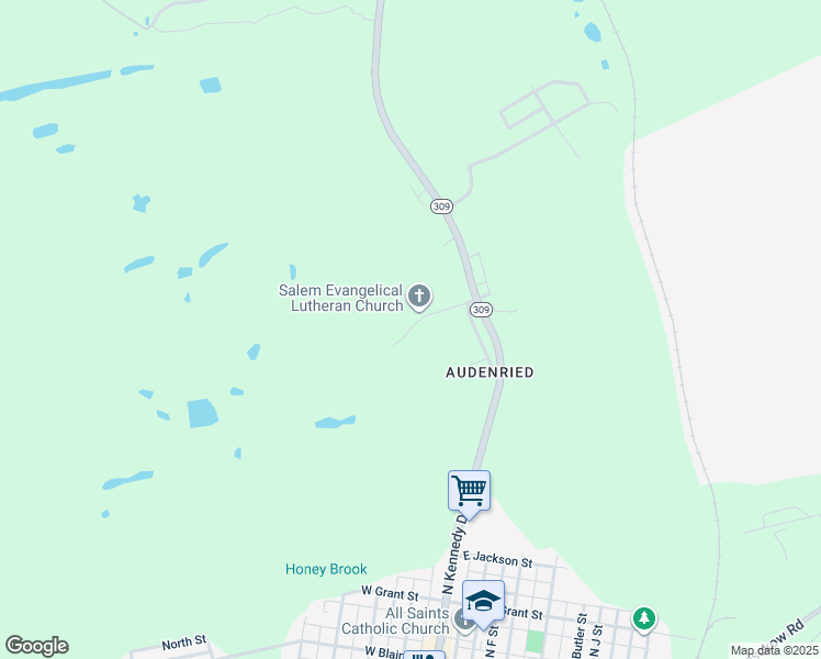 map of restaurants, bars, coffee shops, grocery stores, and more near 79 North Church Street in Hazleton