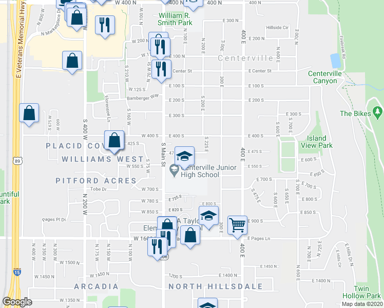 map of restaurants, bars, coffee shops, grocery stores, and more near 120 475 in Centerville