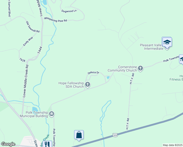map of restaurants, bars, coffee shops, grocery stores, and more near 171 Victoria Arms Circle in Kunkletown