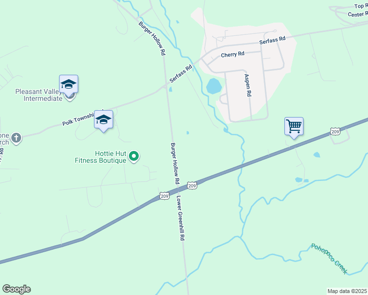 map of restaurants, bars, coffee shops, grocery stores, and more near 516 Burger Hollow Road in Kunkletown