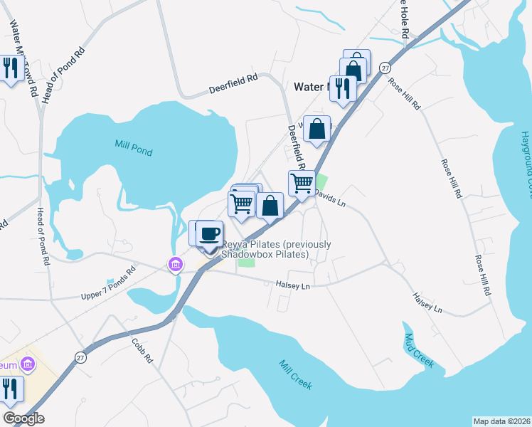 map of restaurants, bars, coffee shops, grocery stores, and more near 794 Montauk Highway in Water Mill