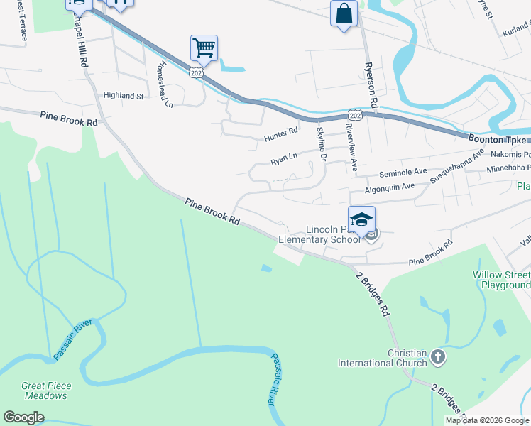 map of restaurants, bars, coffee shops, grocery stores, and more near 5 Alpine Drive in Lincoln Park
