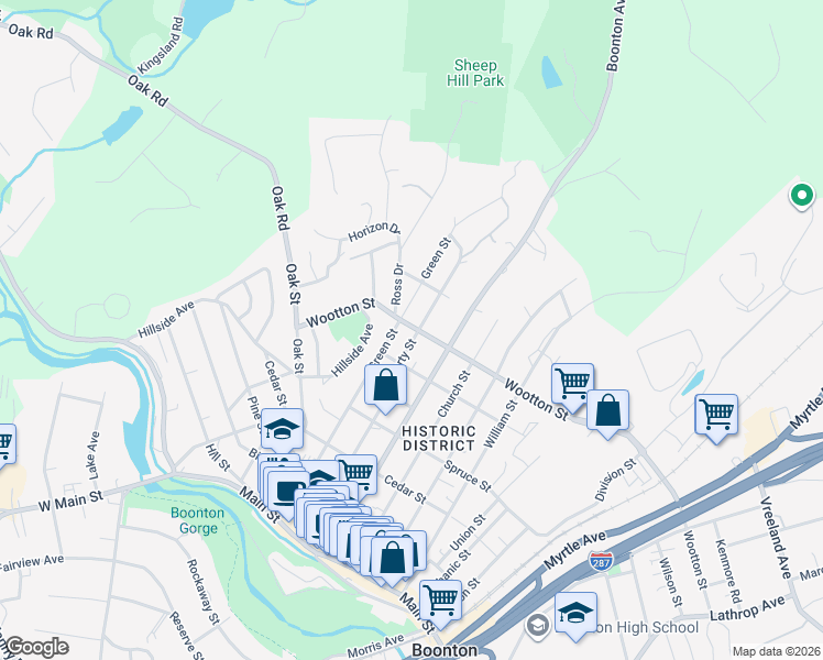 map of restaurants, bars, coffee shops, grocery stores, and more near 528 Liberty Street in Boonton