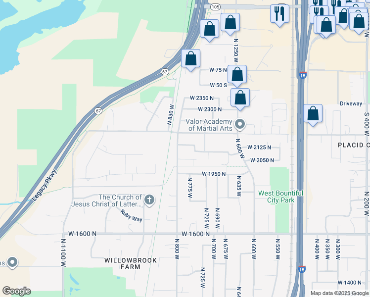 map of restaurants, bars, coffee shops, grocery stores, and more near 783 West 2095 North in West Bountiful