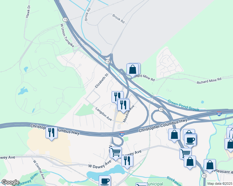 map of restaurants, bars, coffee shops, grocery stores, and more near 425 North Main Street in Wharton