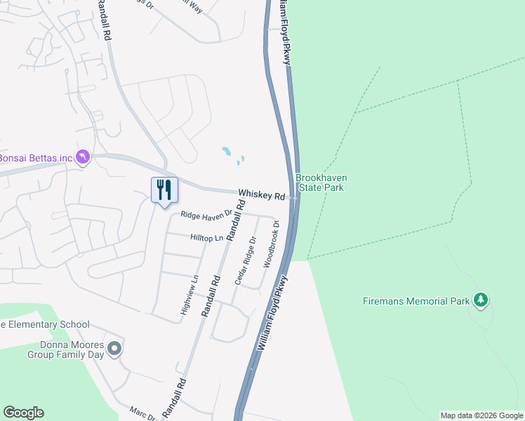 map of restaurants, bars, coffee shops, grocery stores, and more near 808 Whiskey Road in Ridge