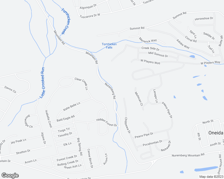 map of restaurants, bars, coffee shops, grocery stores, and more near Nuremberg Road in Oneida
