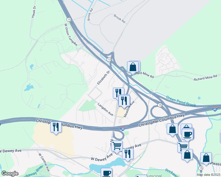 map of restaurants, bars, coffee shops, grocery stores, and more near 425 North Main Street in Wharton