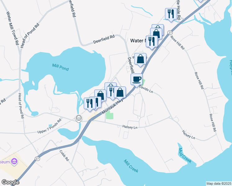 map of restaurants, bars, coffee shops, grocery stores, and more near 794 Montauk Highway in Water Mill