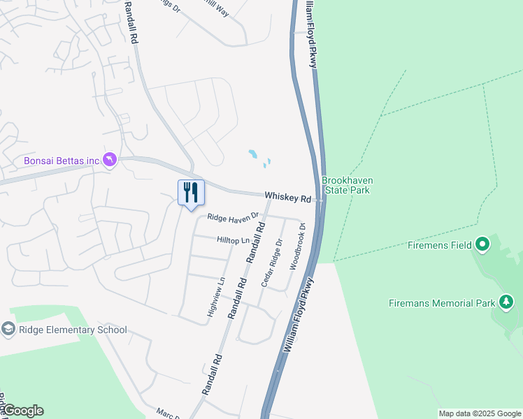 map of restaurants, bars, coffee shops, grocery stores, and more near 326 Randall Road in Ridge