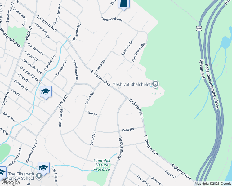 map of restaurants, bars, coffee shops, grocery stores, and more near 45 Oxford Drive in Tenafly