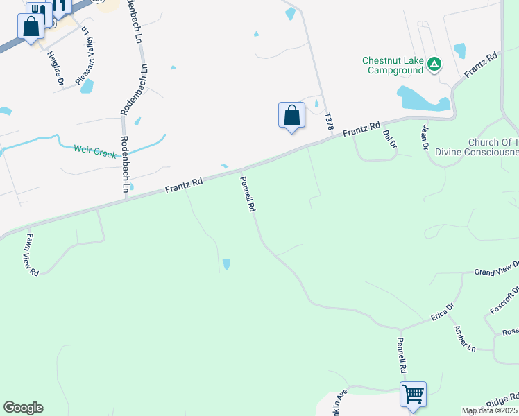 map of restaurants, bars, coffee shops, grocery stores, and more near 1406 Pennell Road in Saylorsburg