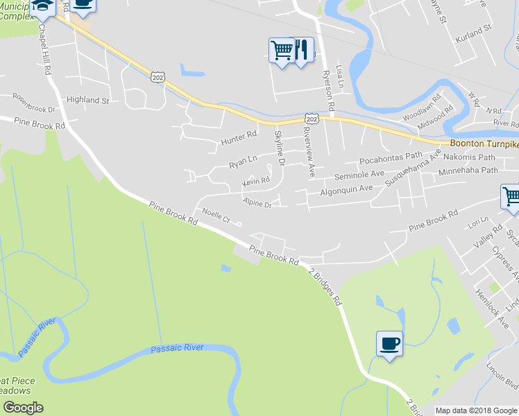 map of restaurants, bars, coffee shops, grocery stores, and more near 27 Alpine Drive in Lincoln Park