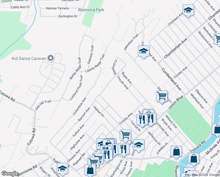map of restaurants, bars, coffee shops, grocery stores, and more near 261 Barnert Avenue in Totowa