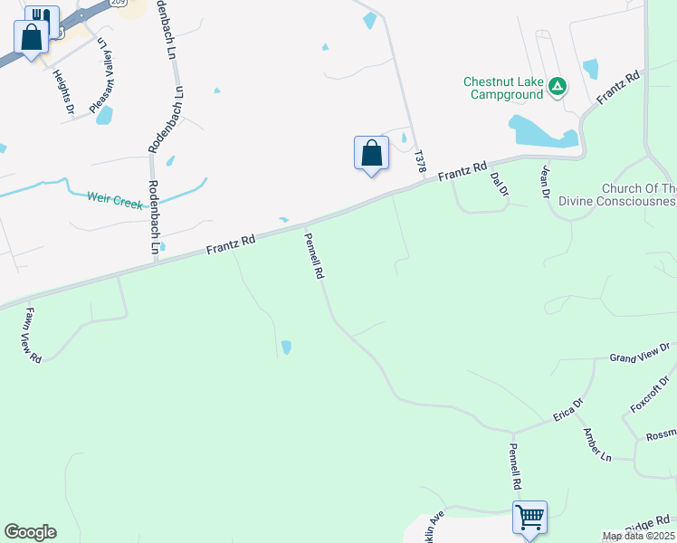 map of restaurants, bars, coffee shops, grocery stores, and more near 1406 Pennell Road in Saylorsburg