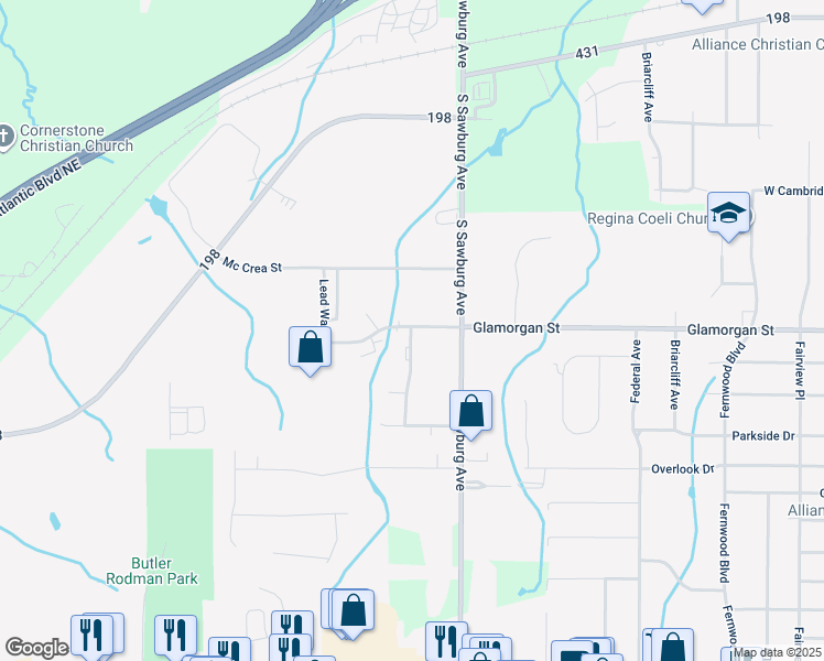 map of restaurants, bars, coffee shops, grocery stores, and more near 914 Commonwealth Street in Alliance