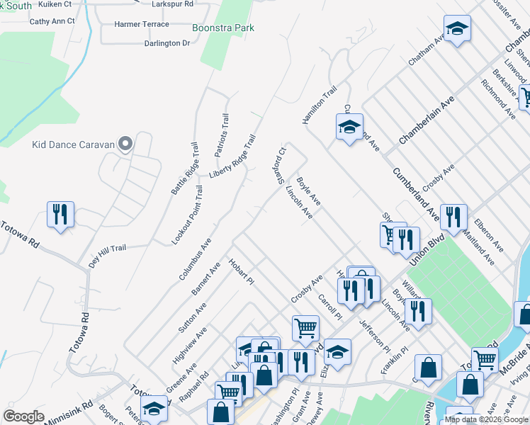 map of restaurants, bars, coffee shops, grocery stores, and more near 261 Barnert Avenue in Totowa
