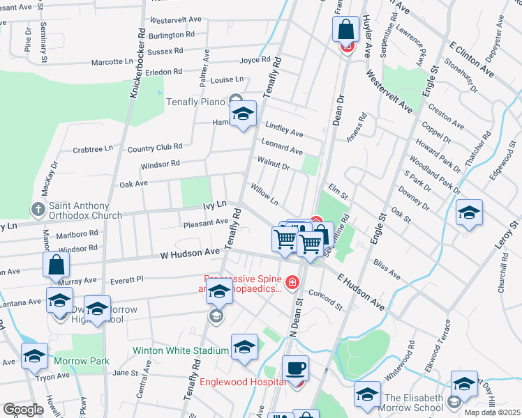 map of restaurants, bars, coffee shops, grocery stores, and more near 81 West Ivy Lane in Englewood