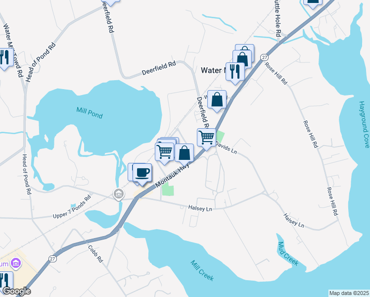 map of restaurants, bars, coffee shops, grocery stores, and more near 794 Montauk Highway in Water Mill