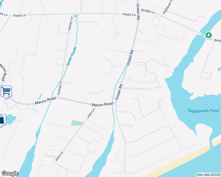 map of restaurants, bars, coffee shops, grocery stores, and more near 910 Ocean Avenue in Bridgehampton