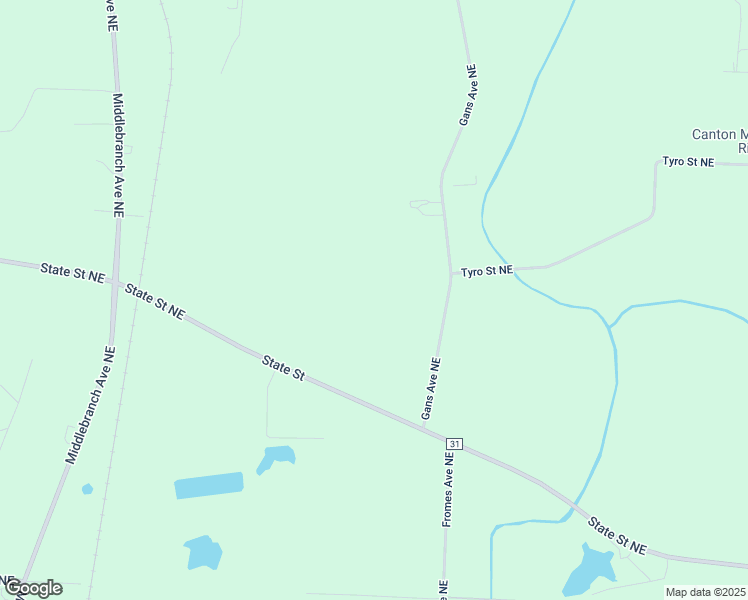 map of restaurants, bars, coffee shops, grocery stores, and more near 9367 Gans Avenue Northeast in Canton