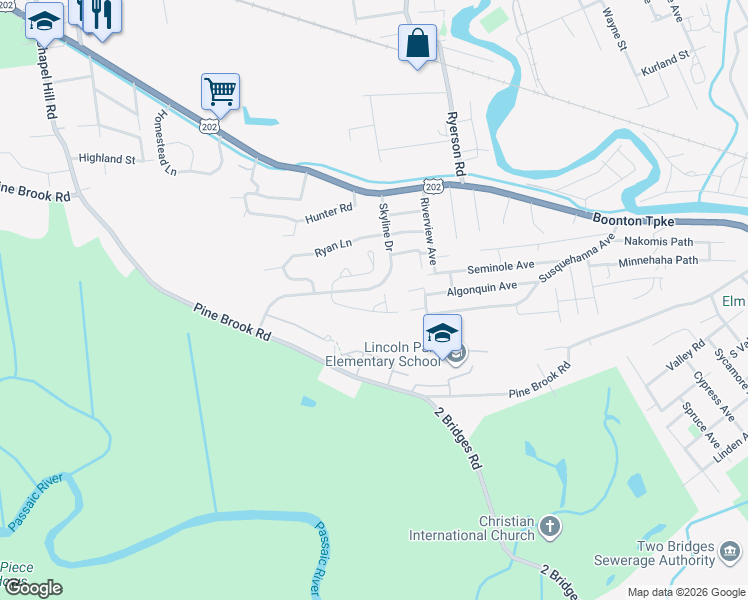 map of restaurants, bars, coffee shops, grocery stores, and more near 27 Alpine Drive in Lincoln Park