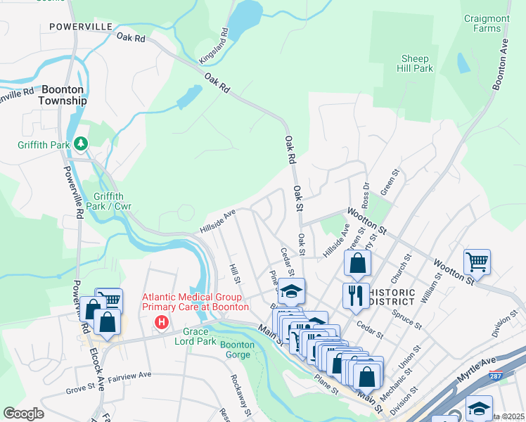 map of restaurants, bars, coffee shops, grocery stores, and more near 7 Cooper Drive in Boonton