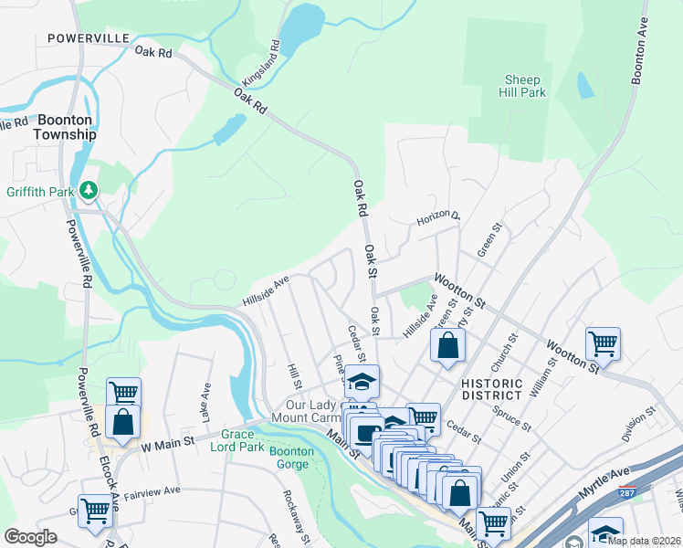map of restaurants, bars, coffee shops, grocery stores, and more near 7 Cooper Drive in Boonton