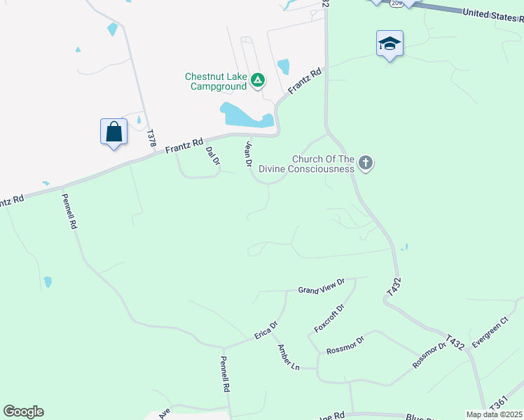 map of restaurants, bars, coffee shops, grocery stores, and more near Deanne Court in Brodheadsville