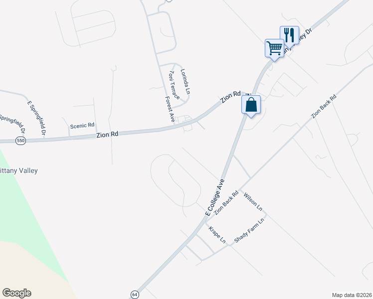 map of restaurants, bars, coffee shops, grocery stores, and more near 183 Meadow Ln in Bellefonte