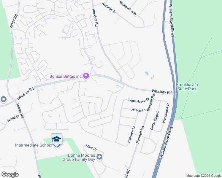 map of restaurants, bars, coffee shops, grocery stores, and more near 6 Bedford Court in Ridge
