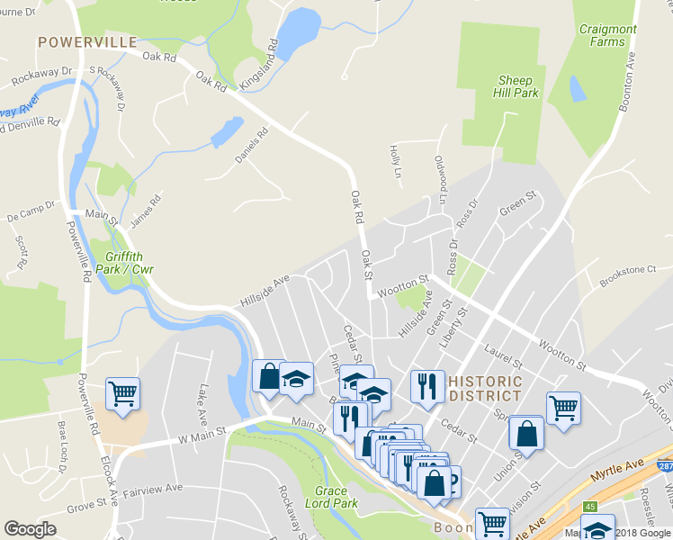 map of restaurants, bars, coffee shops, grocery stores, and more near 21 Cooper Drive in Boonton Township