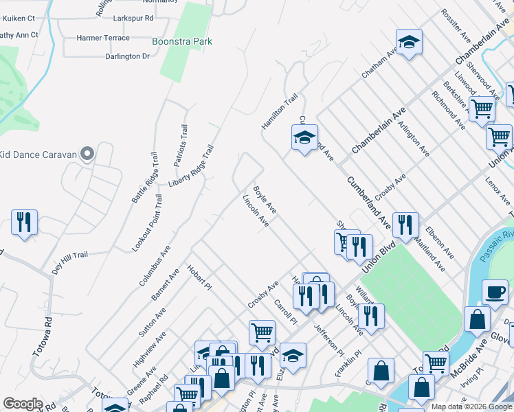 map of restaurants, bars, coffee shops, grocery stores, and more near 321 Barnert Avenue in Totowa