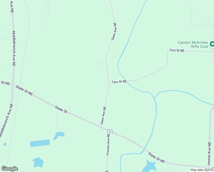 map of restaurants, bars, coffee shops, grocery stores, and more near 9367 Gans Avenue Northeast in Canton
