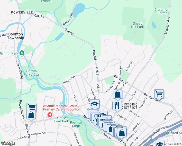 map of restaurants, bars, coffee shops, grocery stores, and more near 26 Lorraine Terrace in Boonton